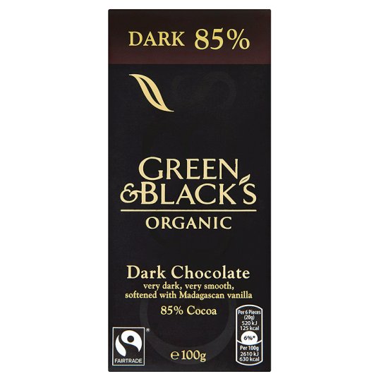 Green &#038; Blacks 85% Organic Chocolate 100G-front.jpg